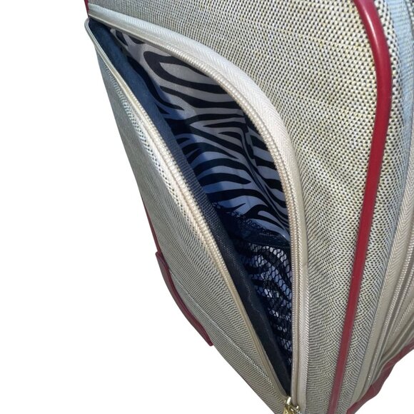 Nicole Miller Womens Beige & Red Rolling Tote Bag With Front Pocket - Picture 13 of 15